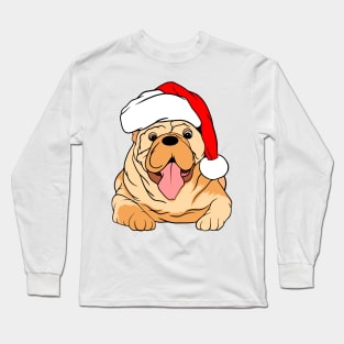 Bulldog Santa Long Sleeve T-Shirt